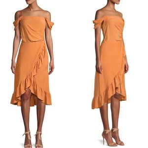 MAJE PARIS Burnt Orange Wrap Ruffle Dress